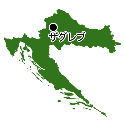 クロアチア共和国無料フリーイラスト｜首都名(緑)